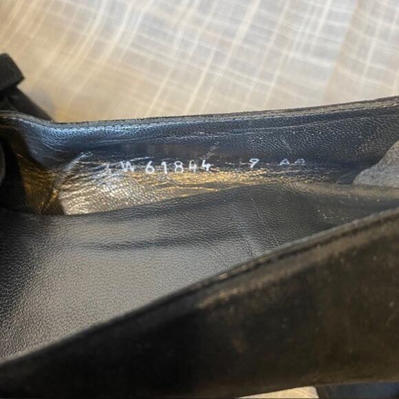 Stuart Weitzman Square Toe Pump Black Suede Buckle Strap Heel Womens Size 9 AA - Picture 7 of 8